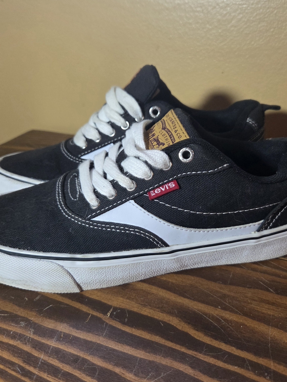 Levi's Black Canvas Low-Top Sneakers with White Accent
